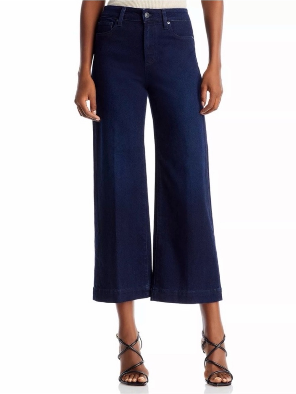 Paige Anessa High Rise Cropped Wide Leg Jeans in Monique.